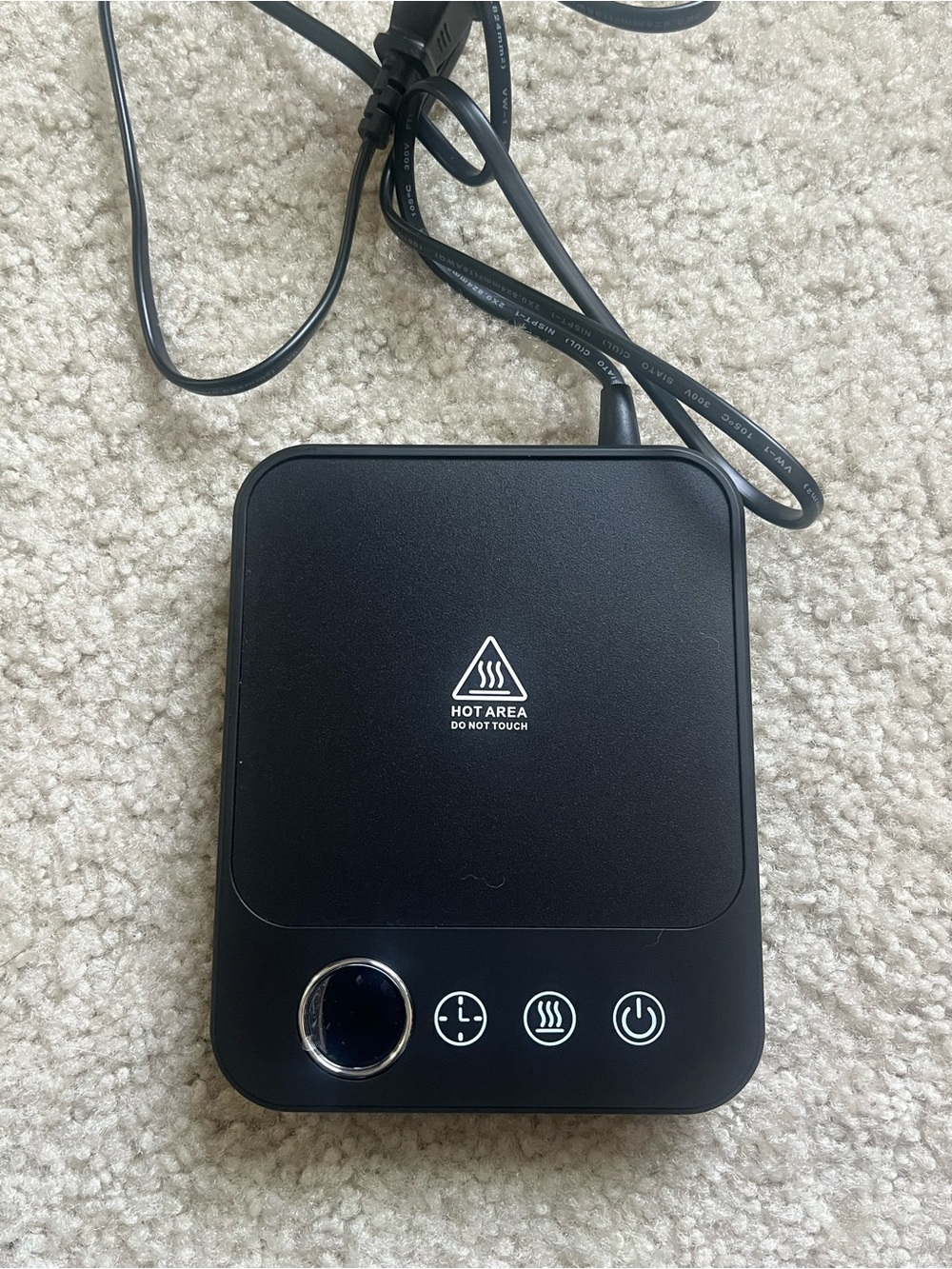 Portable Black Beverage Warmer Plate - Compact Hot Plate